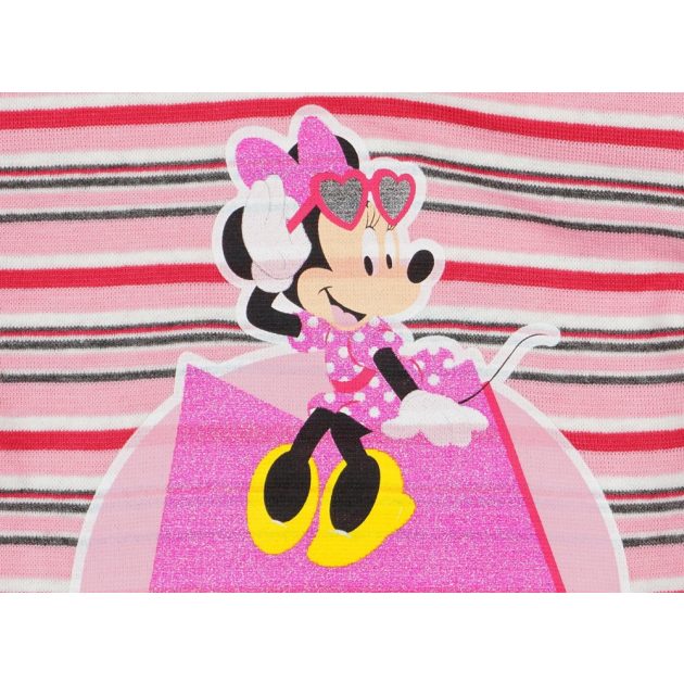 Asti Disney Minnie csíkos hosszú ujjú body glitterrel rózsaszín 68