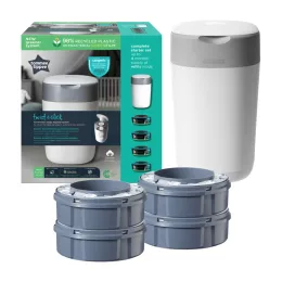   Tommee Tippee Sangenic TEC ajándék pelenkacsomagoló vödör + utántöltő citrus 4 db M