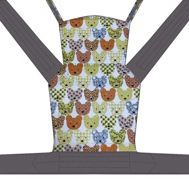 NANDU Bébi Mei Tai hordozó - Macis szürke pánttal