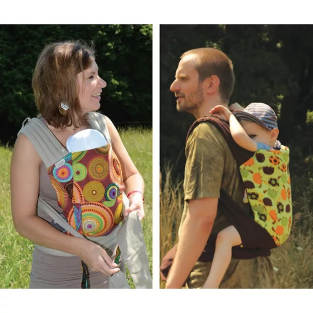 NANDU Bébi Mei Tai hordozó - Macis szürke pánttal