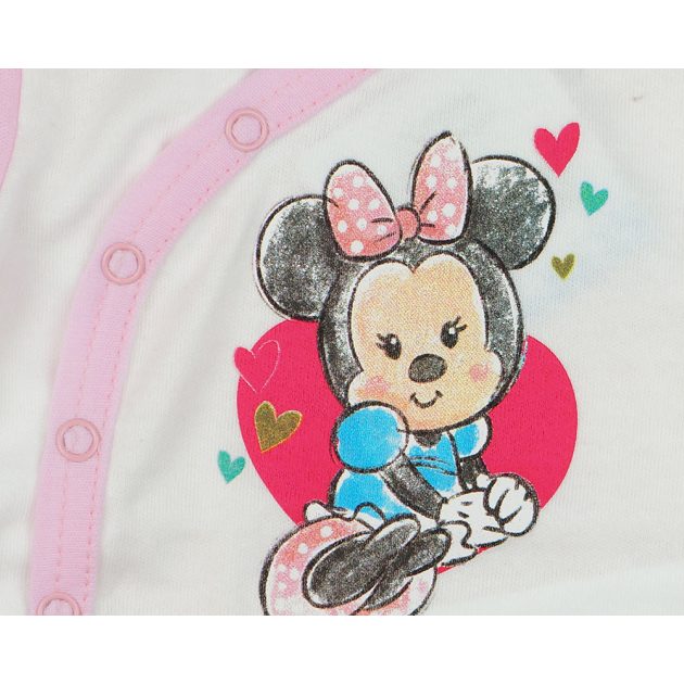 Asti Disney Minnie hosszú ujjú baba body fehér-rózsaszín 56