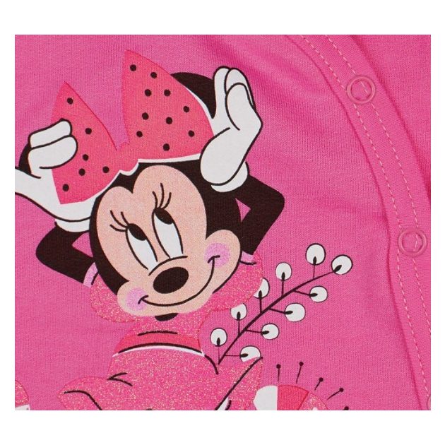 Asti Disney Minnie virágos, belül bolyhos, hosszú ujjú rugdalózó rózsaszín 62
