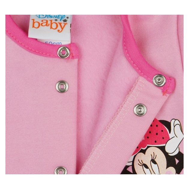 Asti Disney Minnie virágos, belül bolyhos, hosszú ujjú rugdalózó rózsaszín 68