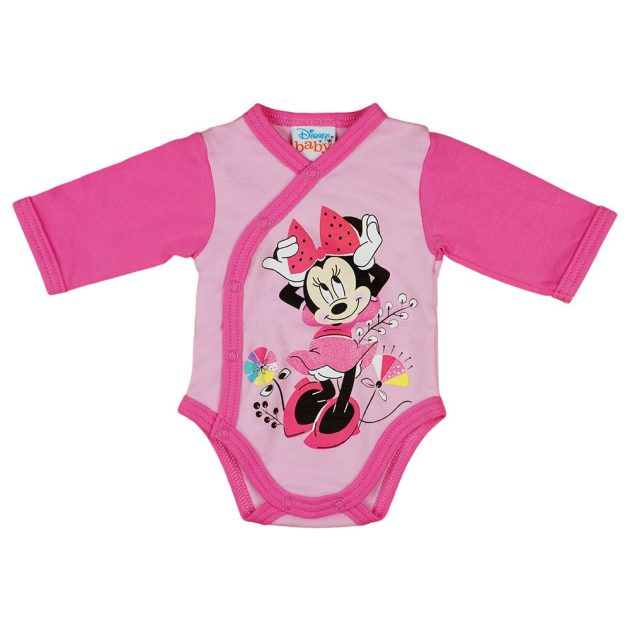 Asti Disney Minnie virágos hosszú ujjú baba body rózsaszín 68