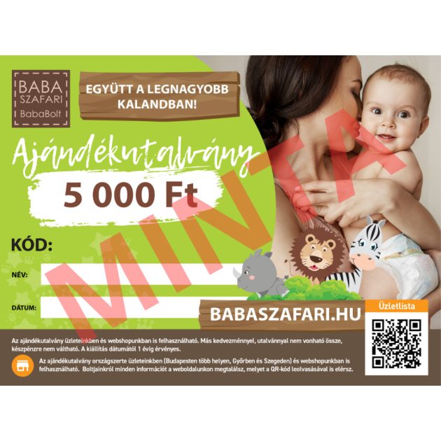 Babaszafari online ajándékutalvány 5.000 Ft értékben