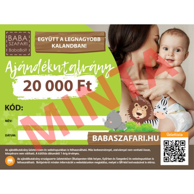 Babaszafari online ajándékutalvány 20.000 Ft értékben