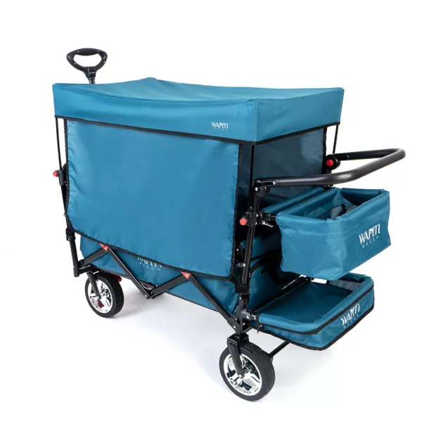 Wapiti Wagon 2 személyes strandkocsi kosárral és kihajtható lábtérrel - sötét türkiz