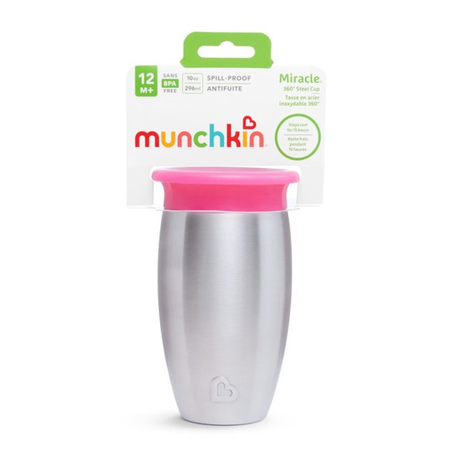 Munchkin Miracle 360 hőtartós itatópohár, 300ml - pink