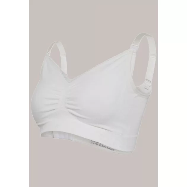 Carriwell Organikus pamut Varrásnélküli betétes szoptatós melltartó S - fehér