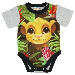   Asti Rövid ujjú baba body Oroszlánkirály teljes mintával melír 68