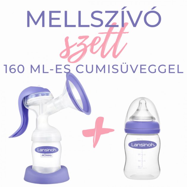 Lansinoh 2 fázisú kézi mellszívó +160 ml-es cumisüveg szett