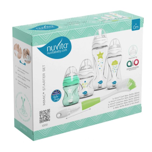 Nuvita cumisüveg szett + Mimic cumisüveg mosó kefe - Green - 10051