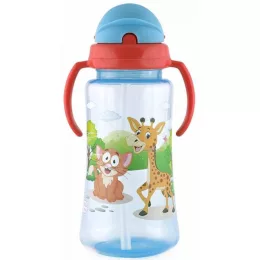 Baby Care Szafari szívószálas sportitató 330 ml - blue