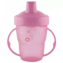 Baby Care itatópohár fogantyúval 210ml magas - pink