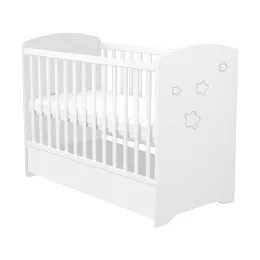   Timba Félix 60x120-as Zárt végű kiságy ágyneműtartóval - Fehér Csillagos