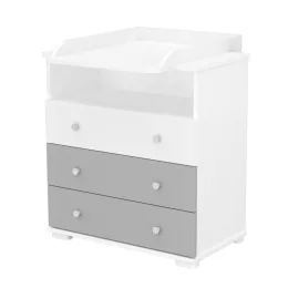   Timba Erik 80-as Pelenkázószekrény 3 fiókos eltolható feltéttel - Ezüst-Fehér