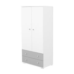 Timba Erik 2 Ajtós 2 Fiókos szekrény - Ezüst-Fehér