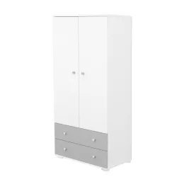 Timba Erik 2 Ajtós 2 Fiókos szekrény - Ezüst-Fehér