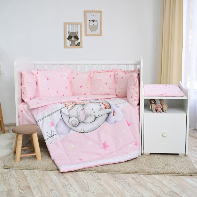 Lorelli ágynemű garnitúra Trend kombi ágyhoz - Butterflies Pink