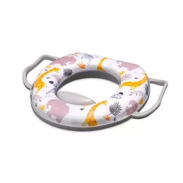   Lorelli párnázott WC szűkítő fogantyúval - Grey Animals