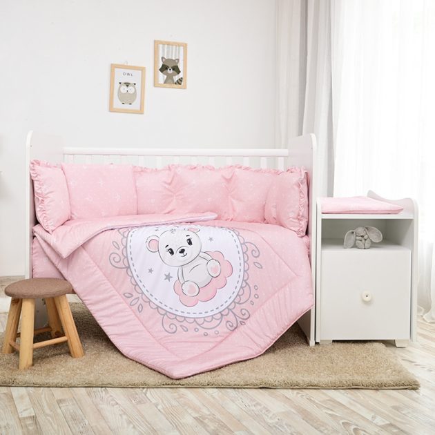 Lorelli ágynemű garnitúra Trend kombi ágyhoz - Little Bear Pink
