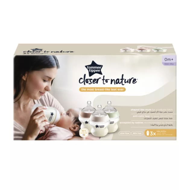 Tommee Tippee Closer to Nature cumisüveg 3 x 150 ml, pasztell
