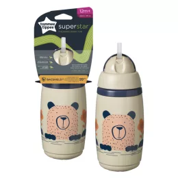   Tommee Tippee Superstar insulated straw szívószálas hőtartó pohár, drapp, 266ml
