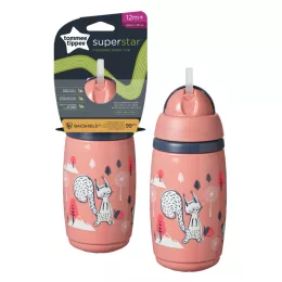   Tommee Tippee Superstar insulated straw szívószálas hőtartó pohár, rózsaszín, 266 ml