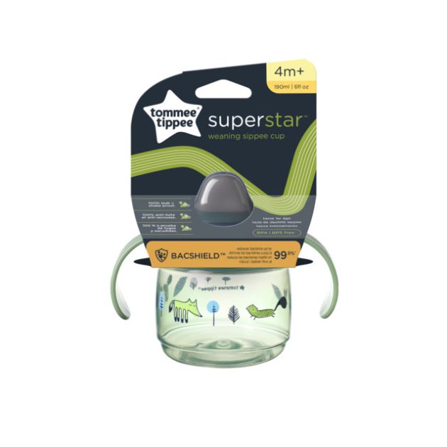 Tommee Tippee Superstar weaning sippee csőrös pohár, zöld, 190 ml 