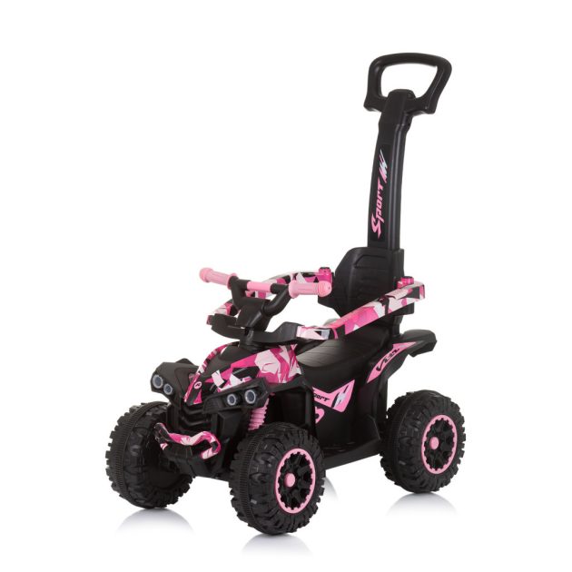 Chipolino ATV bébitaxi tolókarral és kupolával - White/pink