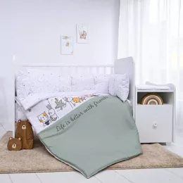   Lorelli ágynemű garnitúra Trend kombi ágyhoz, Happy Friends, Mint