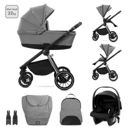   Lorelli Bianca 3az1-ben újszülött babakocsi Lorelli Aria Luxe hordozóval - Grey (2 doboz)