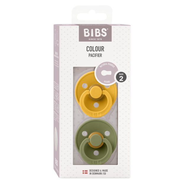 BIBS Colour 2-es szett, (Méz/Olivazöld), 6-18 hó