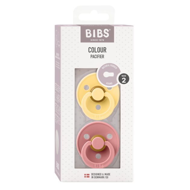 BIBS Colour 2-es szett (Krémsárga/Tearózsa), 6-18 hó