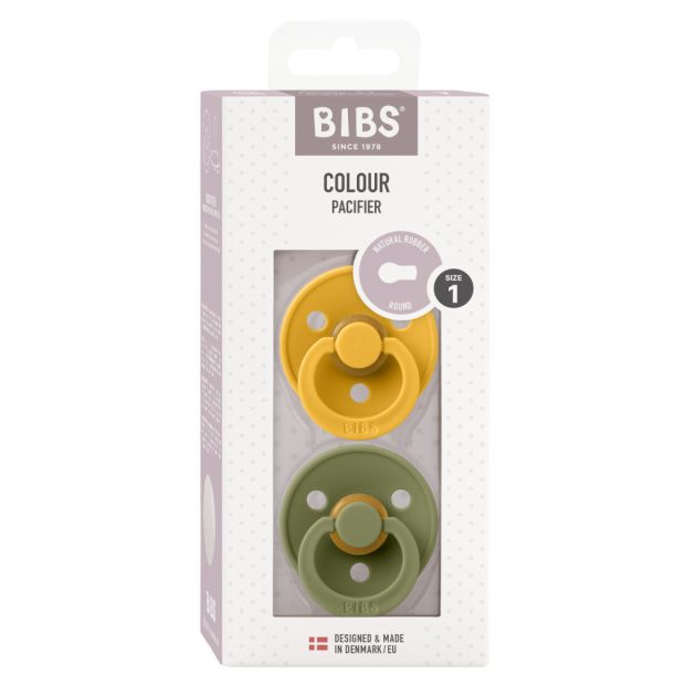 BIBS Colour 2-es szett (Méz/Olivazöld), 0-6 hó