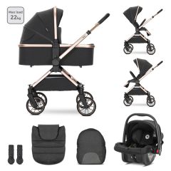   Lorelli Reya 3az1-ben multifunkciós babakocsi átfordítható tolókarral + Joy autóshordozó - Black Jasper