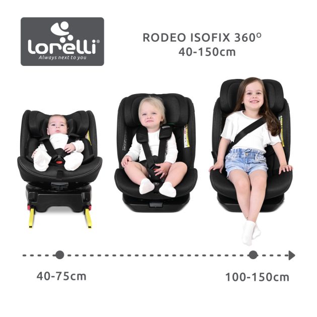 Lorelli Rodeo 360 isofix autósülés 40-150cm - Black