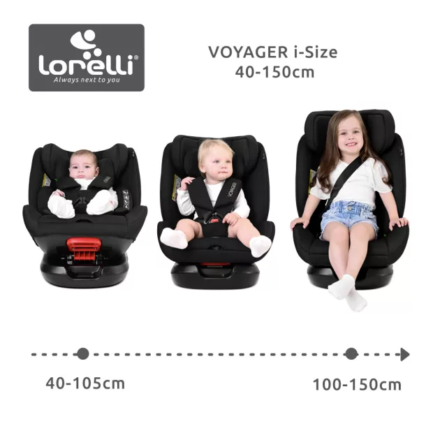Lorelli Voyager i-Size autósülés 40-150cm + nyakpárna - Black