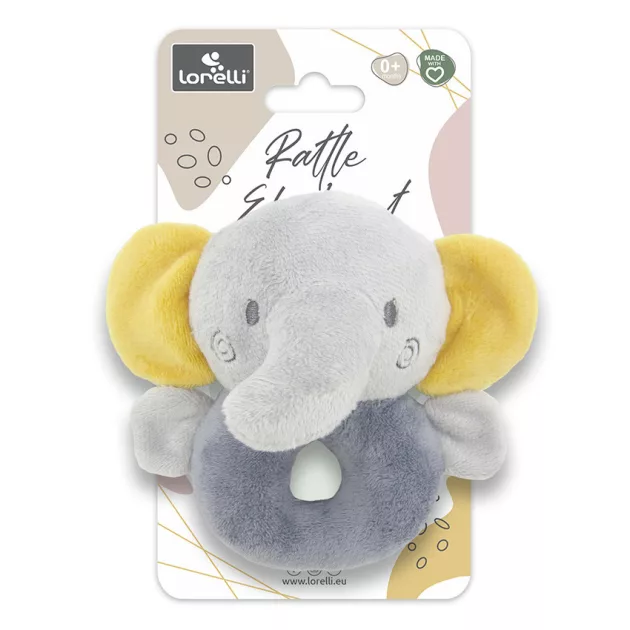 Lorelli Toys Plüss csörgő karika - Szürke Elefánt