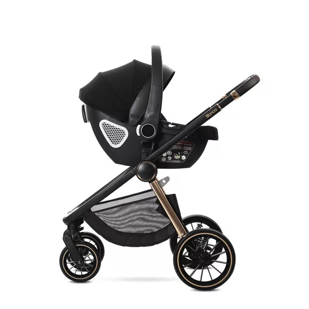 Lorelli Bianca 3az1-ben újszülött babakocsi Lorelli Aria Luxe hordozóval - Black (2 doboz)