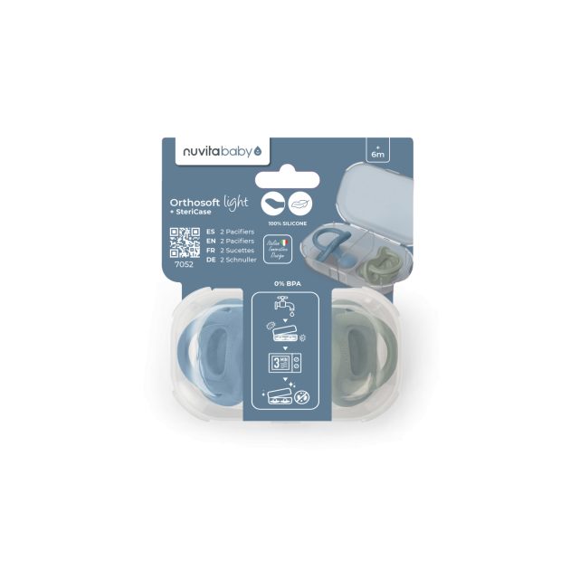 Nuvita Orthosoft Light 2db-os cumi szett 0+ - Powder Blue/Sage Green - 7052