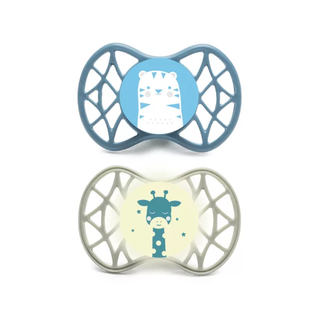 Nuvita Orthosoft Air55 2db-os cumi szett 0+ - Powder Blue/Sage Green - tigris/zsiráf 70642