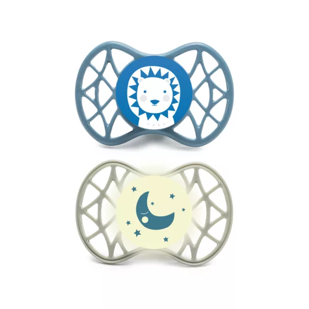 Nuvita Symmetric Air55 2db-os cumi szett 0+ - Powder Blue/Sage Green - oroszlán/hold 70652