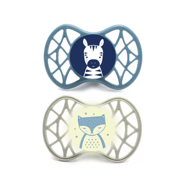 Nuvita Symmetric Air55 2db-os cumi szett 6+ - Powder Blue/Sage Green - zebra/róka 70852