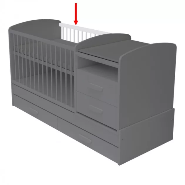 Todi White Bunny hátsó oldalrács kombiágyhoz (opcionálisan rendelhető fixpálcás oldalrács)