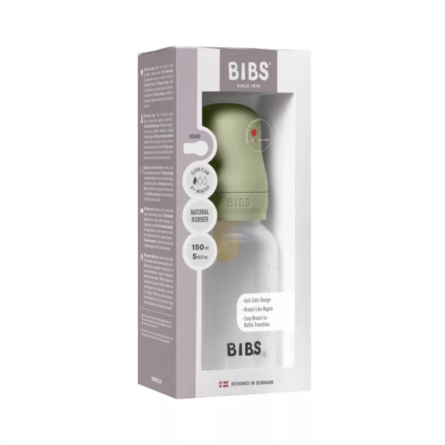 BIBS Cumisüvegszett natúr kaucsuk cumifejjel - Zsálya