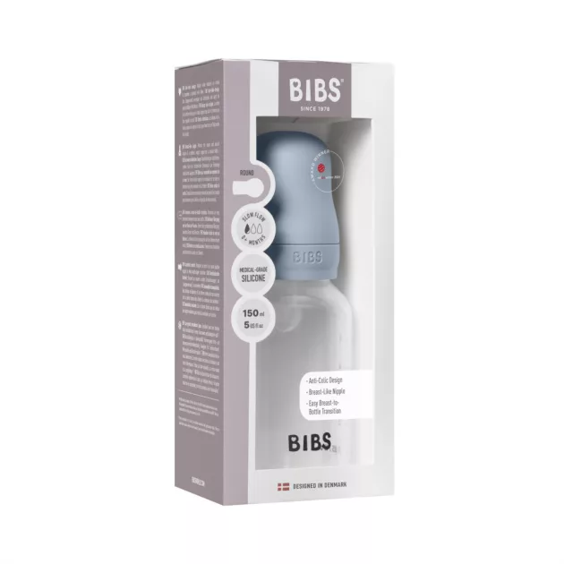 BIBS Cumisüvegszett szilikon cumifejjel - Pasztellkék
