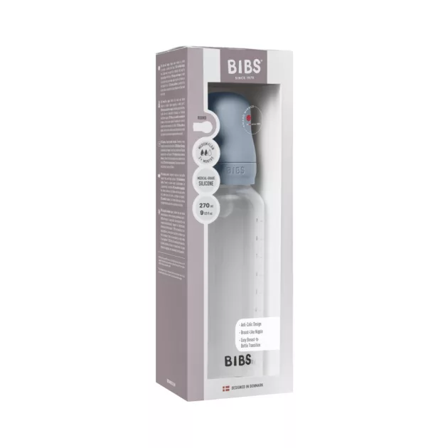 BIBS Cumisüvegszett 270 ml szilikon cumifejjel - Pasztellkék