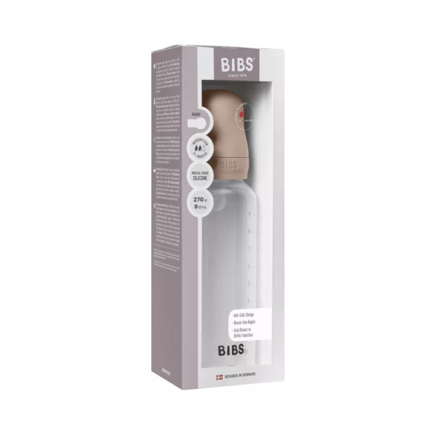 BIBS Cumisüvegszett 270 ml szilikon cumifejjel - Púderrózsaszín