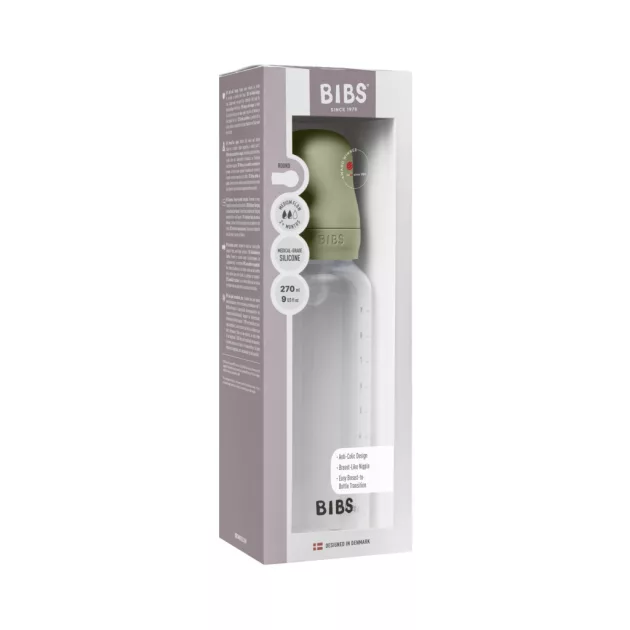 BIBS Cumisüvegszett 270 ml szilikon cumifejjel - Zsálya